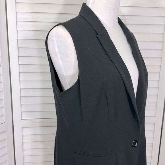 Chico's Vest Size 2 (12) Black Tuxedo Style Lapel - Picture 5 of 14